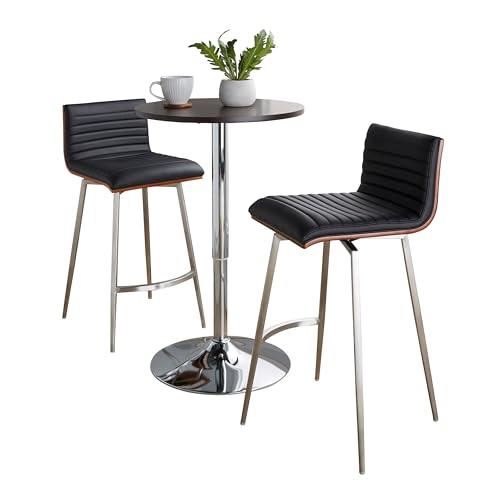 LumiSource Mason Swivel Adjustable Counter Height Dining 3 Piece Set, Pub Table and Stools, High Top Table Set for 2, Counter Table and Chairs Set of 2, Kitchen & Dining Room Sets (Black) - color: Black