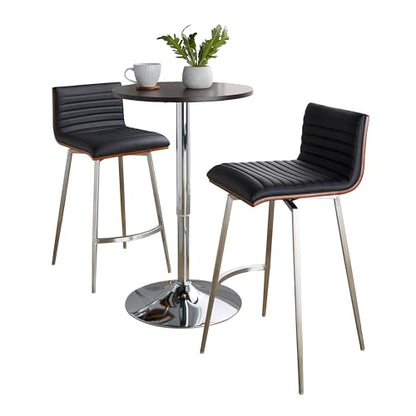LumiSource Mason Swivel Adjustable Counter Height Dining 3 Piece Set, Pub Table and Stools, High Top Table Set for 2, Counter Table and Chairs Set of 2, Kitchen & Dining Room Sets (Black) - color: Black