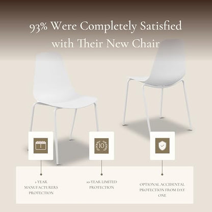 Poly & BARK Isla Stackable Dining Chairs Set of 4 – Mid Century Modern Plastic Dining Chair with Metal Legs – Kitchen & Dining Room Chairs – Dining Table Chairs Set – Indoor/Outdoor – White - color: White, style: Isla Stackable Set of 4