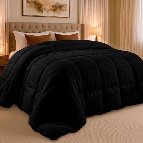 Utopia Bedding Twin Comforter, Duvet Insert, Black, 64 x 88 Inches | Soft and Fluffy Down Alternative Bed Comforter, All Season, Breathable, Corner Tabs, Box Stitched, Durable, Machine Washable - color: Black, size: Twin