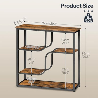 HOOBRO 29.5" Console Table, 5-Tier Narrow Entryway Table, Behind Couch Table with Storage Shelves, Sofa Table for Hallway, Living Rooms, Entryway, Rustic Brown and Black BF69XG01 - color: Rustic Brown + Black