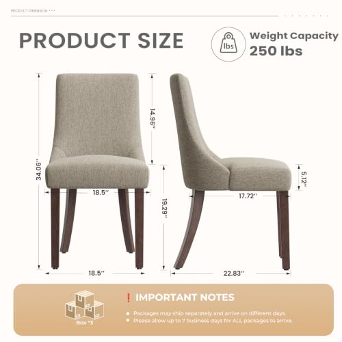 MALOL Wooden Dining Chairs Set of 6, Upholstered Kitchen & Dining Room Chairs with Solid Wood Legs Curved Backrest Farmhouse Accent Chair for Dining/Kitchen/Living Room, Camel - color: Camel, size: Set of 6
