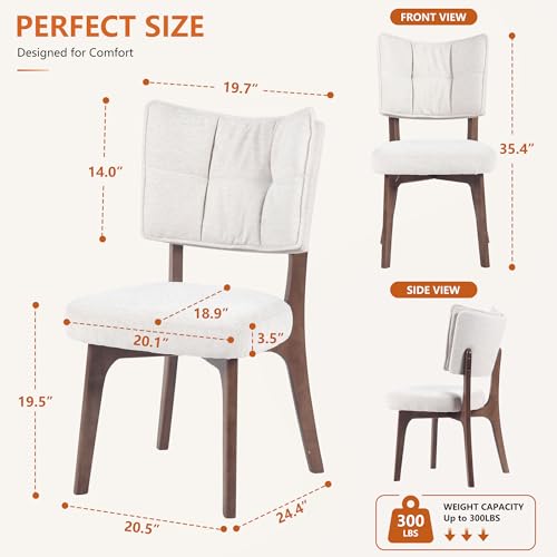 YOUNIKE Wood Frame Beige Dining Chair, Chenille Fabric, Single Pack | Modern Ergonomic Upholstered Kitchen & Dining Room Chairs, Double-Layer Backrest, Comfy Soft Cushion, Easy to Assembly - color: Beige