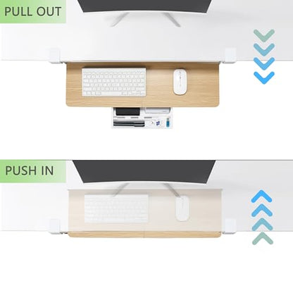 ETHU Keyboard Tray Under Desk, 26.77" X 11.81" Large Size Keyboard Tray with C Clamp-on Mount Easy to Install, Computer Keyboard Stand, Ergonomic Keyboard Tray for Home and Office (Oak) - color: Oak