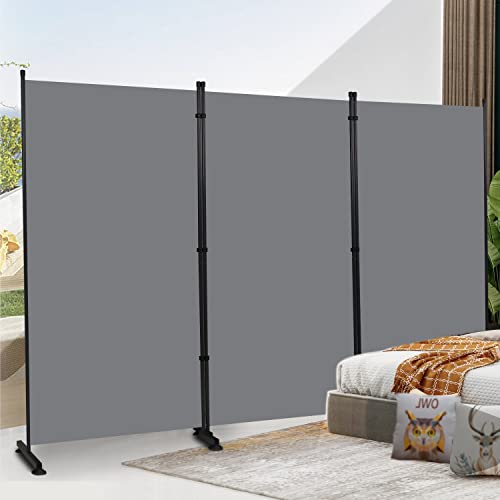 3 Panel Folding Room Divider, Indoor Privacy Screen Space Separator | 6ft Height Foldable Room Dividers,Upgraded Footmat & PA-coated Fabric,Ideal for Bedroom/Office/Studio Wall Divider - color: Grey, size: 3 Panel-Round Pad
