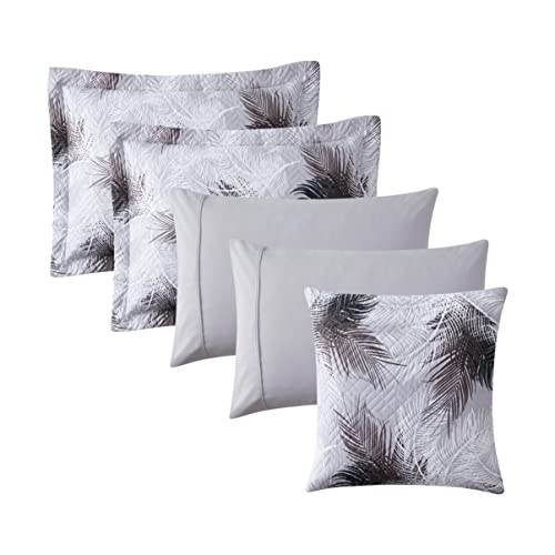 Clara Clark Bedspread Coverlet Set - 5 Piece Summer Quilts Twin Size with Fitted Sheet and Pillow Shams - All Season Printed Bedding Set - Twin Quilt 68 x 90 inches - color: 20 - Printed - Palm Leaf, size: Twin