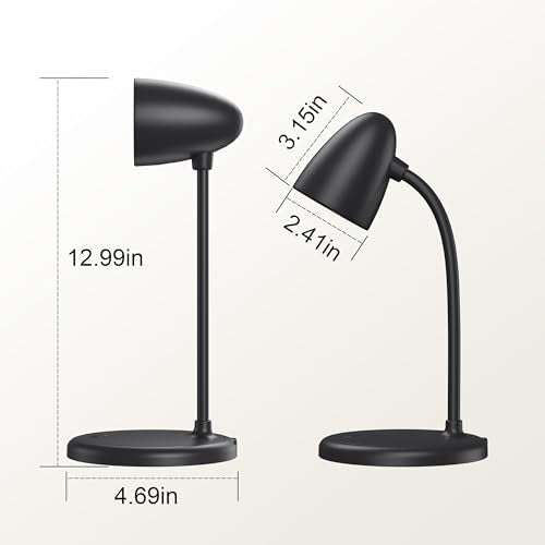 LED Desk Lamp for Home Office,Dimmable Table Lamp 3 Light Colors | Reading Light for Bedside Small Desk Lamp for College Dorm Room,Bedroom Desk Light,Black - color: L33-Black