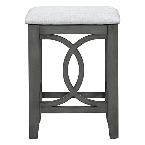 3 Piece Counter Height Dining Table Set with 2 Stools, 47.2 Inch Breakfast Nook Table for Small Spaces, Solid Wood Frame, Farmhouse Apartment Kitchen Set,Gray - color: Grey