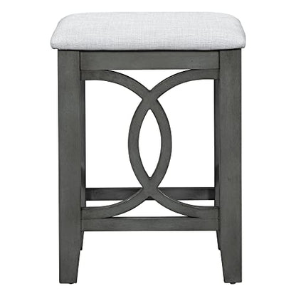 3 Piece Counter Height Dining Table Set with 2 Stools, 47.2 Inch Breakfast Nook Table for Small Spaces, Solid Wood Frame, Farmhouse Apartment Kitchen Set,Gray - color: Grey