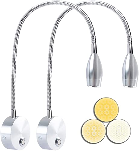 Adust Bedside Reading Light, Bedroom Reading Lamp, 3W LED Touch Dimmable Brightness Minimalist Wall Headboard Reading Lamp, Adjustable Colour Temperature, 3000k, 4000k, 6000k - size: 2 pack