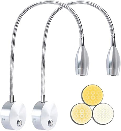 Adust Bedside Reading Light, Bedroom Reading Lamp, 3W LED Touch Dimmable Brightness Minimalist Wall Headboard Reading Lamp, Adjustable Colour Temperature, 3000k, 4000k, 6000k - size: 2 pack