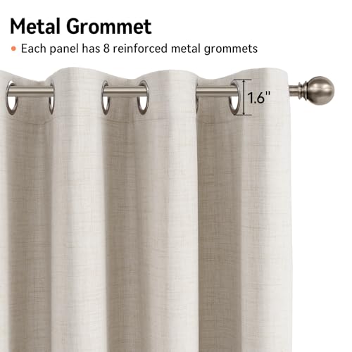 100% Blackout Linen Textured Curtains 84 Inch Long, Beige | 100% Blackout Shield, Light Blocking, Thermal Insulated, Grommet Window Curtains for Bedroom/Living Room, 50"x84", 2 Panels - color: Alba | Beige, size: 50"W x 84"L (Pack of 2)