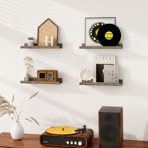 Dreamland Picture Ledge Shelf for Wall, Floating Shelves Set of 2,16 inch Long Floating Shelves with Lip for Living Room,Bedroom,Bathroom,Kitchen,Grey - color: Grey, size: 16inch