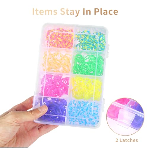 QUEFE Bead Organizer Box 2 Pack 8 Grid Plastic Tackle Box Storage Dividers | Plastic Organizer, Removable Dividers, for Candies Snacks Electronics Jewelry and Small Parts, Drawer and Craft Storage - size: 2pcs