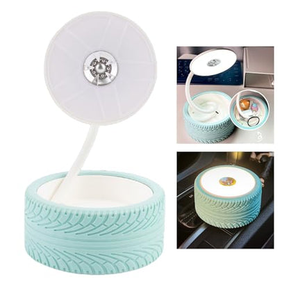 Pongnas Foldable Bedside Lamp with USB Charging Port Warm White Light Unique Wheel Design Portable Desk Lamp for Bedroom Study Living Room and Travel Blue - color: Blue