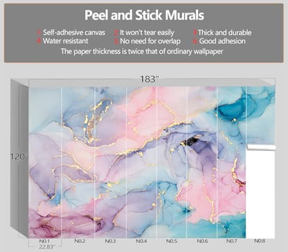 XMPMBM-Peel and Stick Pink Marble Wallpaper Abstract Art Texture wall Mural | Thick and tear-resistant,Will not be damaged during repositioning,boys room,kids room wallpaper.XXL-183"X120" - color: M01, size: 183"x120"