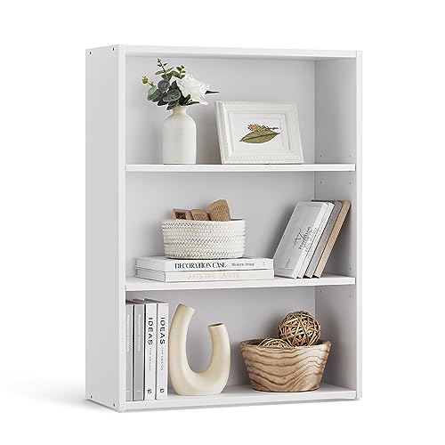 VASAGLE CUSTOS Collection - Bookshelf, 3-Tier Bookcase, Book Shelf, Open Storage Shelf, 9.4 x 23.6 x 32 Inches, for Living Room, Home Office, Dinning Room, Cloud White ULBC163T14 - color: Cloud White, size: 3 Tiers (23.6"W), style: 1 Pack