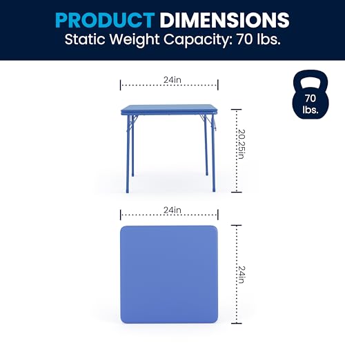 Flash Furniture Mindy Kids 5-Piece set Folding Square Table and Chairs Set for Daycare and Classrooms, Children's Activity Table and Chairs Set, Multicolor - color: Blue, size: 5 Piece Set