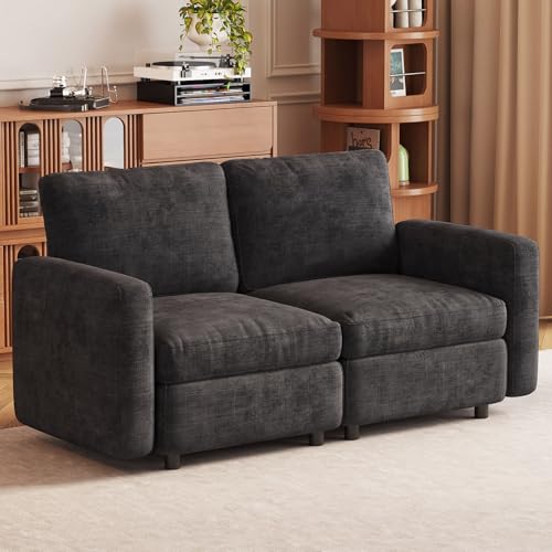Miuuod 2-Seat Modular Sofa Couch Grey with Ergonomic Cushions, Convertible Sleeper Sectional for Living Room Bedroom Apartment, Cloud Futon Lounge Furniture Set for Small Spaces Compact Loveseat - color: Grey, style: 2 Seats（2 Seats only）