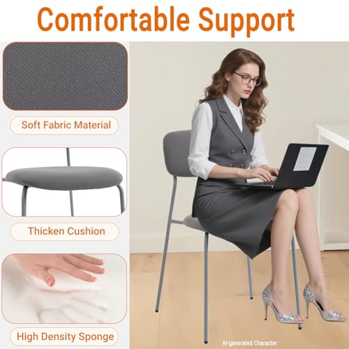 Sidanli Reception Chair Set of 4, Stackable Waiting Room Seating for Office, Lobby, and Guest Use, Grey - color: Grey