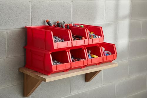 HE HUDSON EXCHANGE 15" x 8" x 7" (6 Pack) Plastic Stackable Storage Bin, Red - color: Red, size: 6 Pack