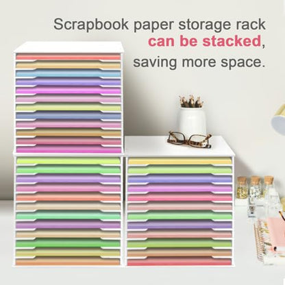 SONGWAY 12x12 Paper Storage Organizer - 13 Tier Desk File Organizer with Adjustable Shelves, Letter Mail Tray, 12x12 Stackable Scrapbook Paper Storage Cube for Home Office Classroom (Pack of 2) - size: 12-Tier (Pack of 2)