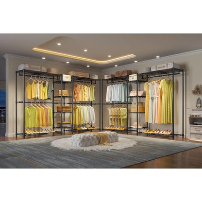 VIPEK X3 Expandable Heavy Duty Clothes Rack Closet Organizer System Black | Large Freestanding Clothing Rack with Adjustable Shelves and Hanger Rods from 5'2" to 8', Reach-in & Walk-in Closet 1210LBS - color: Black, size: X3