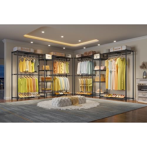 VIPEK X3 Expandable Heavy Duty Clothes Rack Closet Organizer System Black | Large Freestanding Clothing Rack with Adjustable Shelves and Hanger Rods from 5'2" to 8', Reach-in & Walk-in Closet 1210LBS - color: Black, size: X3