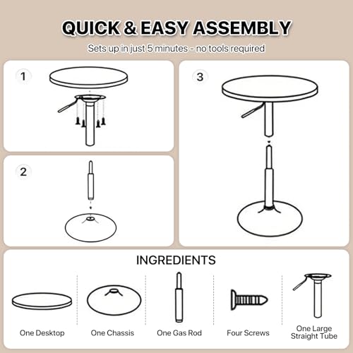 Magshion 23.5'' Round Bar Table, Adjustable Range 27.5"-36" Wood Pub Table with Black Leg and Base for Living Room Dining Room Bar Cocktail Table (Silver) - color: Silver, size: 23.5 in