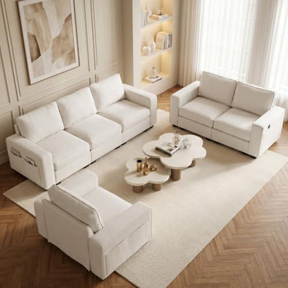 66" Small Sectional Couches with Storage for Living Room, Modular Loveseat Sofa with Removable Chenille Cover & USB Charging, Comfy Living Room Couch, Beige - color: Beige