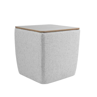 HomePop 19" Storage Ottoman with Wood Top - Gray Woven - color: Gray Woven