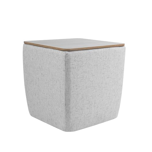 HomePop 19" Storage Ottoman with Wood Top - Gray Woven - color: Gray Woven