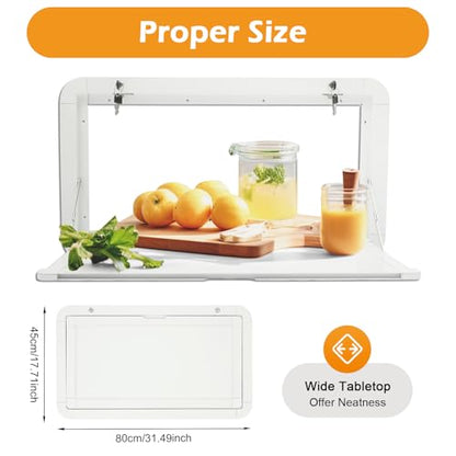 DYRABREST Folding Table, RV Caravan Picnic Folding External Table Aluminum White 80x45cm/31.5x17.7 Wall Mount Hanging Dining Table Computer Workstation Wall Mounted Tables