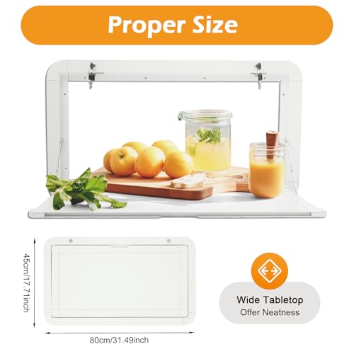 DYRABREST Folding Table, RV Caravan Picnic Folding External Table Aluminum White 80x45cm/31.5x17.7 Wall Mount Hanging Dining Table Computer Workstation Wall Mounted Tables