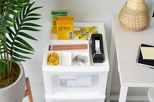 IRIS USA 3-Drawer Rolling Storage Cart, White/Clear | Keep classroom supplies, teacher essentials, craft materials, and learning tools organized with easy-access drawers. - size: 3 Drawer