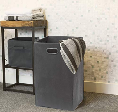 Simple Houseware Foldable Closet Laundry Hamper Basket, Dark Grey - color: Dark Grey