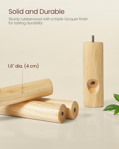 VASAGLE Solid Wood Coat Rack, Free Standing Hall Coat Tree with 8 Hooks, 3 Height Options, for Coats, Hats, Bags, Purses, for Entryway, Hallway, Rubberwood Hooks and Pole, Cappuccino Beige URCR010K01 - color: Cappuccino Beige, style: Square Base + Cylindr
