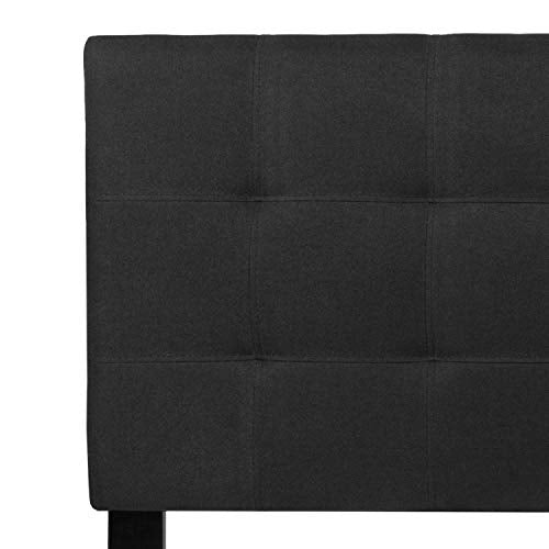EMMA + OLIVER Black Queen Quilted Tufted Headboard | Adjustable Bed Rail Slots, Fabric Upholstered - color: Black, size: Queen