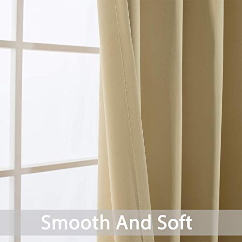 Yakamok Blackout Curtains 38x72 inch Beige Thermal Drapes-Bedroom | 2 panels,room darkening,thermal insulated,noise reducing,privacy protection,grommet window treatment,living room study dining - color: Beige, size: 38"W x 72"L (Pack of 2)