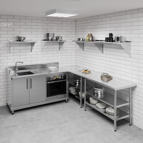 AmGood 16 in. x 72 in. Stainless Steel Wall Shelf | NSF | Metal Shelving | Garage, Laundry, Storage, Utility Room | Restaurant, Commercial Kitchen - size: 16 in. x 72 in.