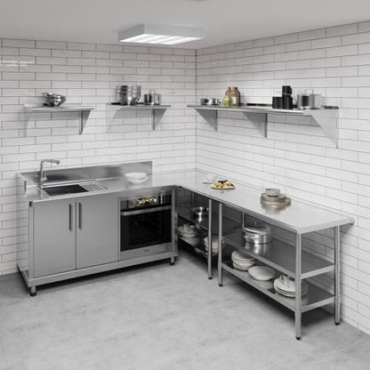 AmGood 16 in. x 72 in. Stainless Steel Wall Shelf | NSF | Metal Shelving | Garage, Laundry, Storage, Utility Room | Restaurant, Commercial Kitchen - size: 16 in. x 72 in.
