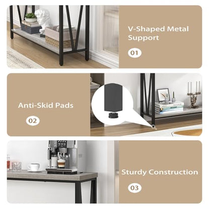 Industrial Sofa Console Table, Rustic Wood and Metal Entryway Hallway Table for Living Room Entrance, 43.3 Inch Light Grey - color: Light Grey