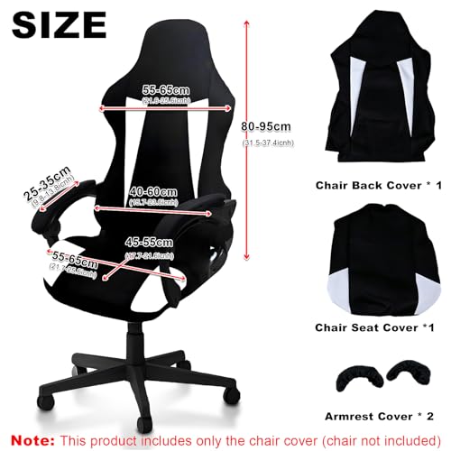 Gaming Chair Covers Only,Stretchable Fit Thick Breathable Mesh | Cat Scratch Proof,Scratch Resistant,Soft,Gaming Chair Seat Cover with 2Pcs Armrest Slipcovers(Black-white,Style 1) - color: Black-white, size: Style 1