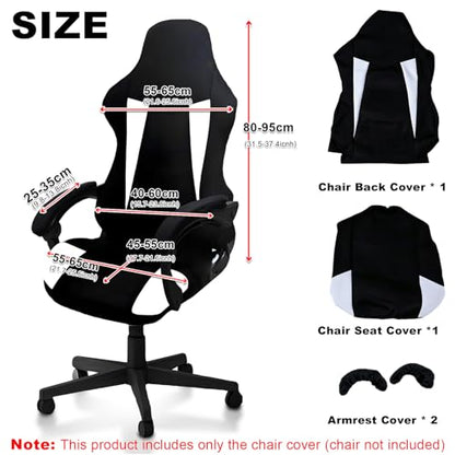 Gaming Chair Covers Only,Stretchable Fit Thick Breathable Mesh | Cat Scratch Proof,Scratch Resistant,Soft,Gaming Chair Seat Cover with 2Pcs Armrest Slipcovers(Black-white,Style 1) - color: Black-white, size: Style 1