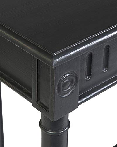 Marisol Black Narrow Console Table for Entryway with Drawer | 31.5-inch slim sofa table with lower shelf, solid wood frame, distressed finish, hallway storage for small spaces - color: Black Distressed