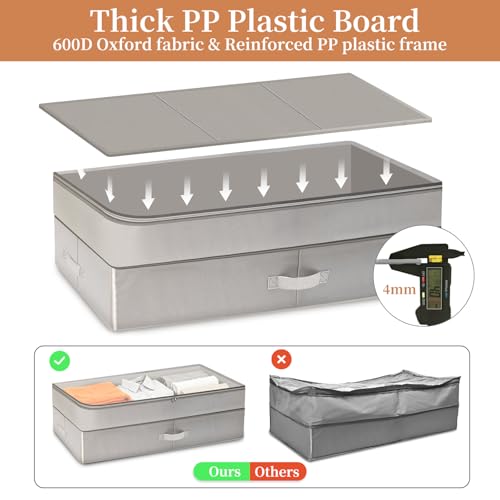 Pack of 2 Under Bed Storage with Adjustable Height | Under the Bed Storage Containers for Clothes, Blankets, & Shoes - 80L Zippered Organizer for Bedroom with Clear Window