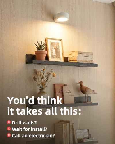 EZVALO LED Wall Mounted Light, 3000mAh Rechargeable Cordless Wall Sconce, Dimmable with Remote & Touch Control, 3 Color Temps, 360° Rotatable for Bedroom, Bedside, Reading(White, 2Pack) - color: White
