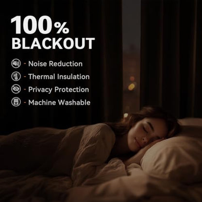 100% Blackout Linen Textured Curtains 84 Inch Long, Beige | 100% Blackout Shield, Light Blocking, Thermal Insulated, Grommet Window Curtains for Bedroom/Living Room, 50"x84", 2 Panels - color: Alba | Beige, size: 50"W x 84"L (Pack of 2)