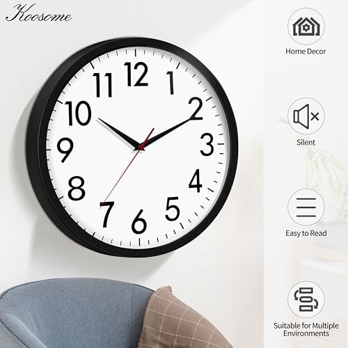 4 Pack Multi-Time Zone Clocks Silent Non Ticking Quartz Battery Operated | 12 Inch Black Modern Wall Clock Quiet for Classroom Clocks for Living Room Garage Office Home Bedroom Kitchen Bathroom - size: 12 Inch
