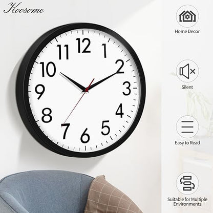 4 Pack Multi-Time Zone Clocks Silent Non Ticking Quartz Battery Operated | 12 Inch Black Modern Wall Clock Quiet for Classroom Clocks for Living Room Garage Office Home Bedroom Kitchen Bathroom - size: 12 Inch